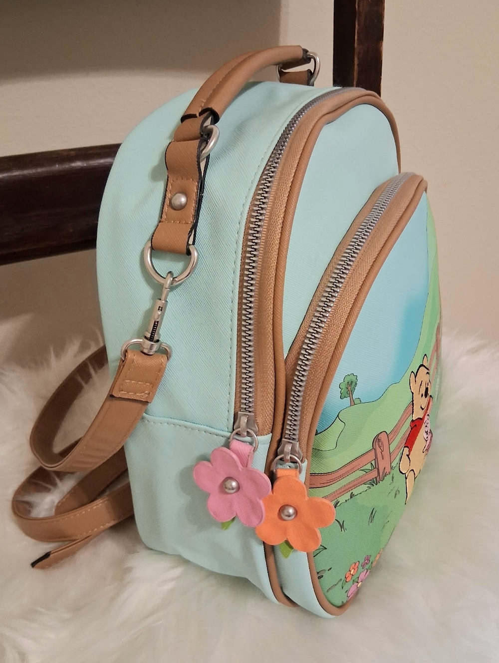 Disney Winnie the Pooh Mini Backpack Adjustable Straps Mint Green - Picture 2 of 12